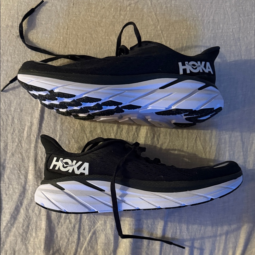 Hoka Black and White Athletic Sneakers